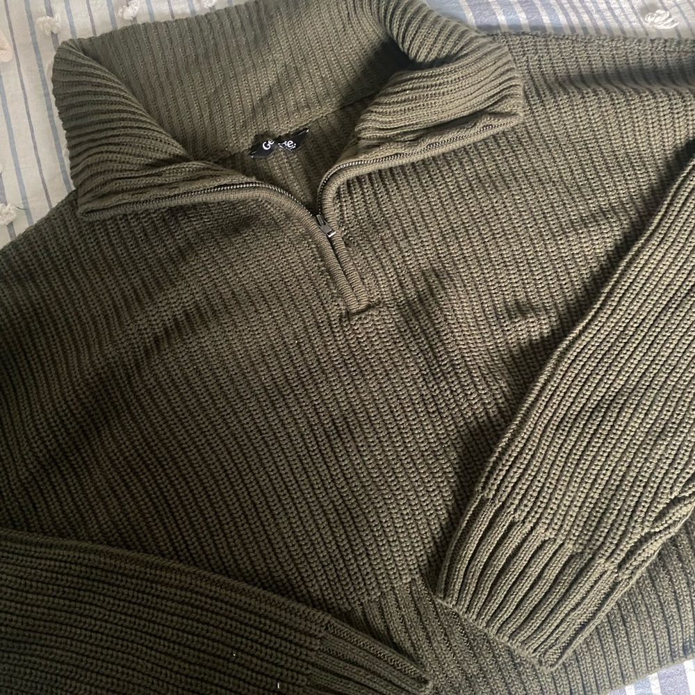 George 1/4 Zip Green Sweater